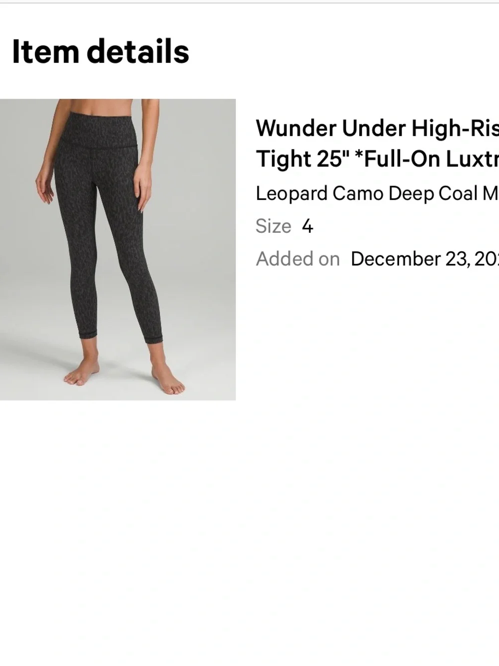 lululemon athletica Girls' Black Subtle Pattern High-Waist Leggings